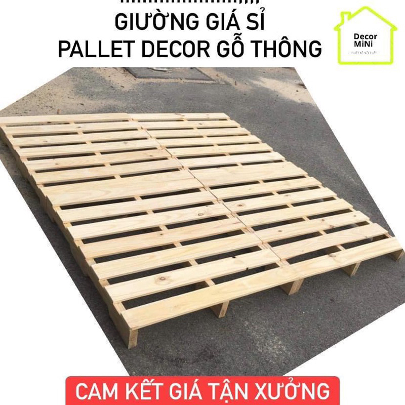 Giường Pallet gỗ thông cao 10cm 7 nan gỗ kín mặt