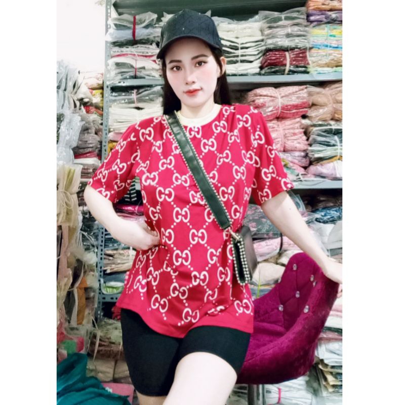 Áo phông rộng tay lỡ GG phối viền cổ đẹp ( ảnh sàn tự chụp )