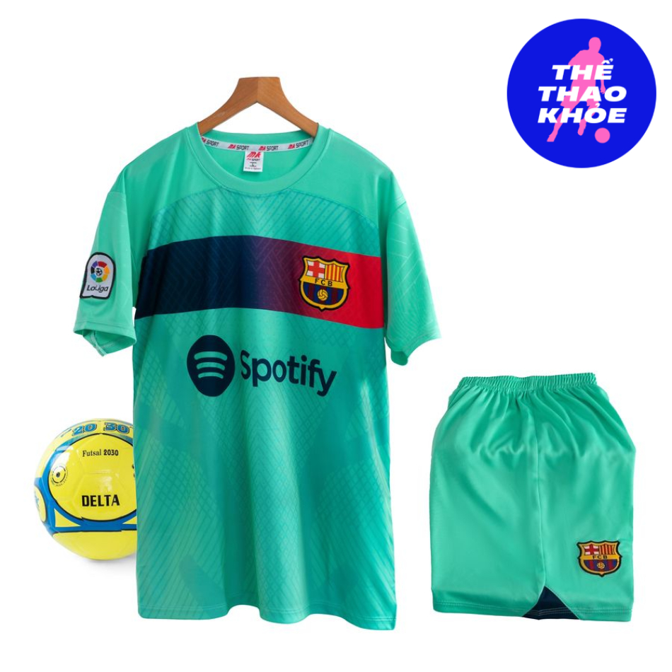 Quần Áo Bóng Đá, Đồ Đá Banh CLB MESSI Barcelona Xanh Lý Mẫu Mới 2024 8kg - 88kg - Thun Lạnh Cao Cấp, Không Nhăn