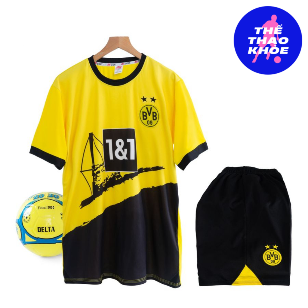 Quần Áo Bóng Đá, Đồ Đá Banh CLB Dortmund Vàng Mẫu Mới 2024 8kg - 88kg - Thun Lạnh Cao Cấp, Không Nhăn, Không Xù Lông
