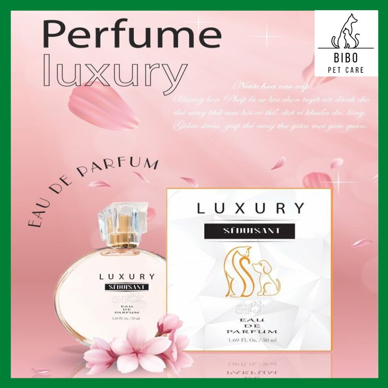 Nước hoa pháp cho thú cưng Perfume Luxury chai 50ml nước hoa cao cấp chó mèo lưu hương lâu diệt khuẩn - Bibopetcare