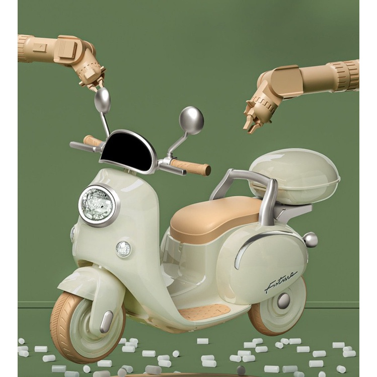 Xe Vespa loại mới cho bé có gương cho bé có kèm sạc cao cấp