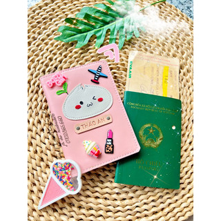 (Chat chốt tên-chọn màu) vỏ hộ chiếu bé bánh bao- passport cover bánh bao