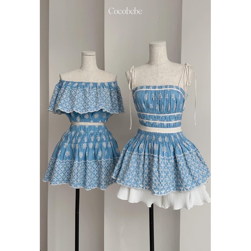 Set áo pelum jean thêu hoa