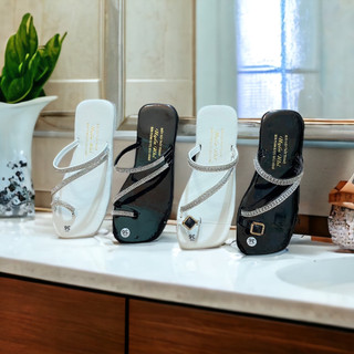 Dép nữ xỏ ngón đính đá siêu sang giá bèo size 35/39- Dép kiểu nữ xỏ ngón đế xẹp thời trang
