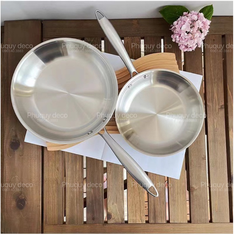 Chảo inox nguyên khối 12cm chống dính tự nhiên inox 304