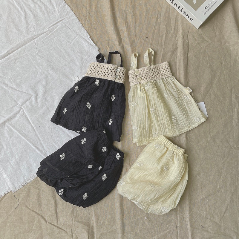 Set bộ 2s tơ thêu hoa xinh xắn Tiệm Su Kids