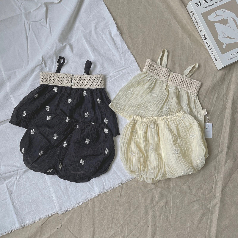 Set bộ 2s tơ thêu hoa xinh xắn Tiệm Su Kids