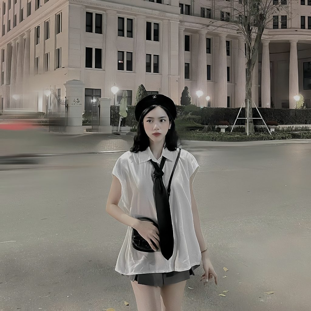 [Mã TOPS06 giảm đến 10k đơn 99k] Áo Sơ Mi Tay Hến Kèm Cavat, Set Áo Sơ Mi Nữ Hot Dáng Basic | BigBuy360 - bigbuy360.vn