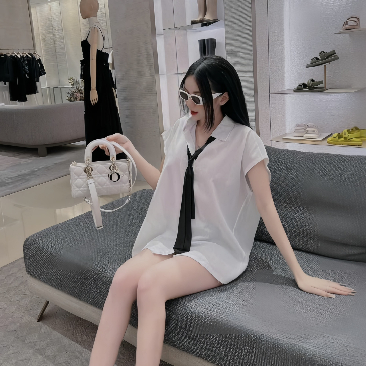 [Mã TOPS06 giảm đến 10k đơn 99k] Áo Sơ Mi Tay Hến Kèm Cavat, Set Áo Sơ Mi Nữ Hot Dáng Basic | BigBuy360 - bigbuy360.vn
