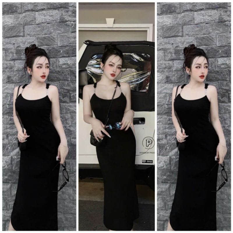 Đầm Hai Dây Chữ Xích Cổ Vuông - Dáng Ngắn/ Dài Maxi Ôm Body Sexy - Tiểu Thư Bánh Bèo Cute Sang Chảnh Đi Chơi Đi Tiệc