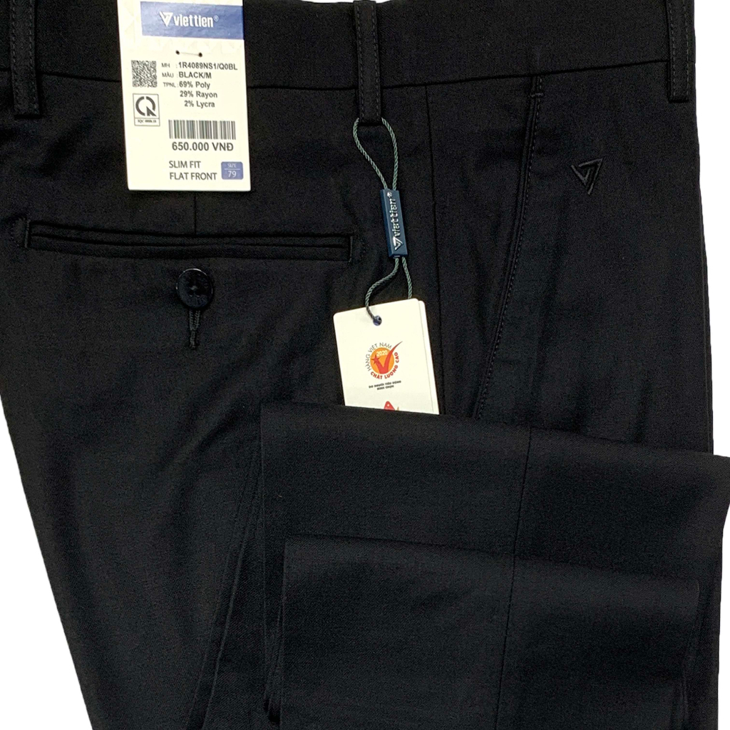 Viettien - Quần tây nam màu đen dáng trẻ ôm slimfit quần âu cao cấp Việt Tiến