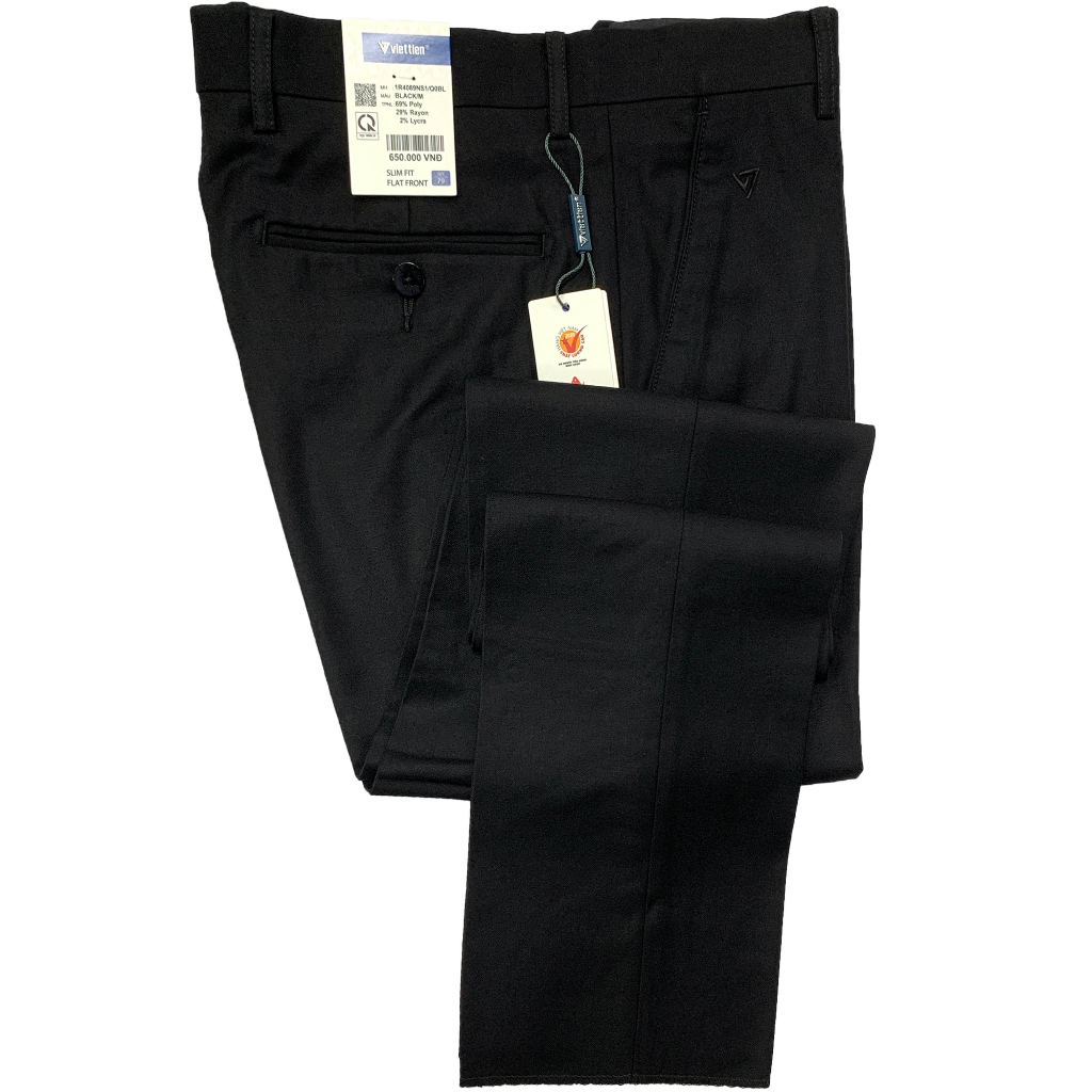 Viettien - Quần tây nam màu đen dáng trẻ ôm slimfit quần âu cao cấp Việt Tiến