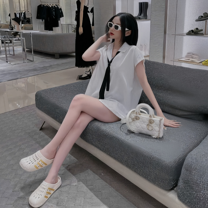 [Mã TOPS06 giảm đến 10k đơn 99k] Áo Sơ Mi Tay Hến Kèm Cavat, Set Áo Sơ Mi Nữ Hot Dáng Basic | BigBuy360 - bigbuy360.vn