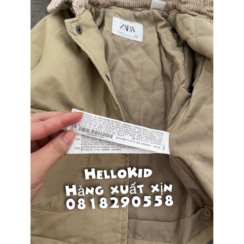 Thanh lý áo khoác kaki cổ phối nhung bé trai