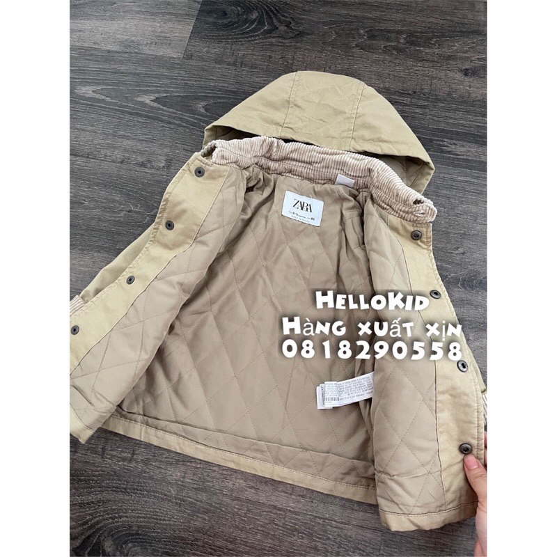 Thanh lý áo khoác kaki cổ phối nhung bé trai