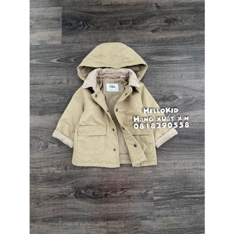 Thanh lý áo khoác kaki cổ phối nhung bé trai