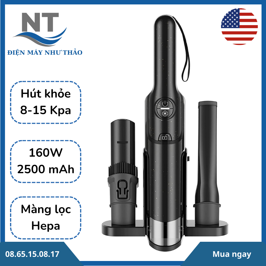 (Hàng Mỹ) Máy hút bụi ô tô chuyên dụng VOSFEEL J10 15Kpa, 160W - vệ sinh đa năng các góc hẹp