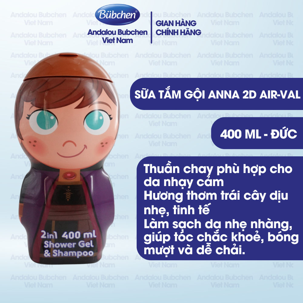 Sữa Tắm Gội Air Val Anna Frozen 2D Dành Cho Bé Gái 400ml