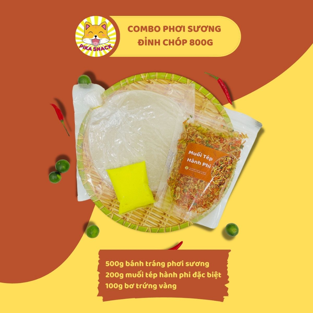 Bánh Tráng Dẻo Tôm PIKA SNACK combo muối tép hành phi ngon nhức nách - Ăn Vặt Hà Nội - COMBO ĐỈNH CHÓP 800G
