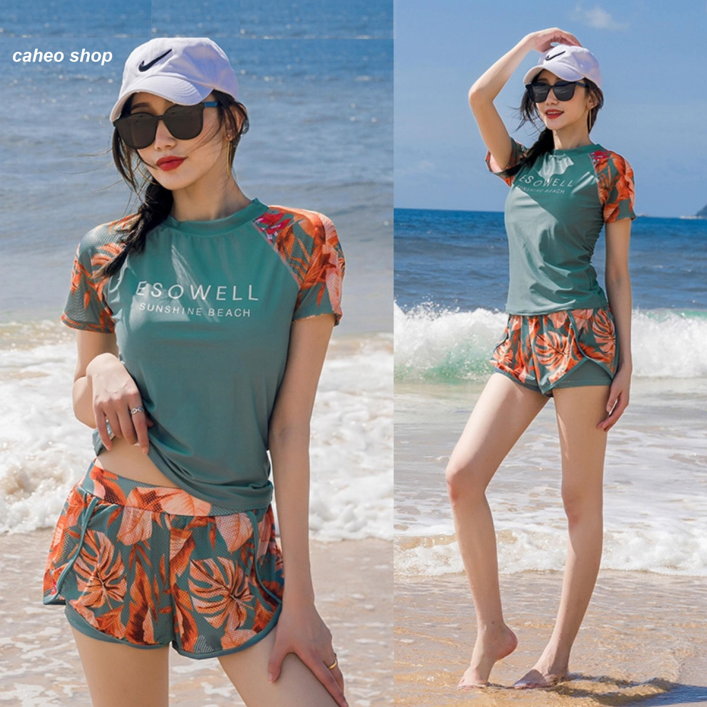 Bikini, Đồ bơi nữ ES02  áo ngắn tay + quần đùi phong cách, sành điệu