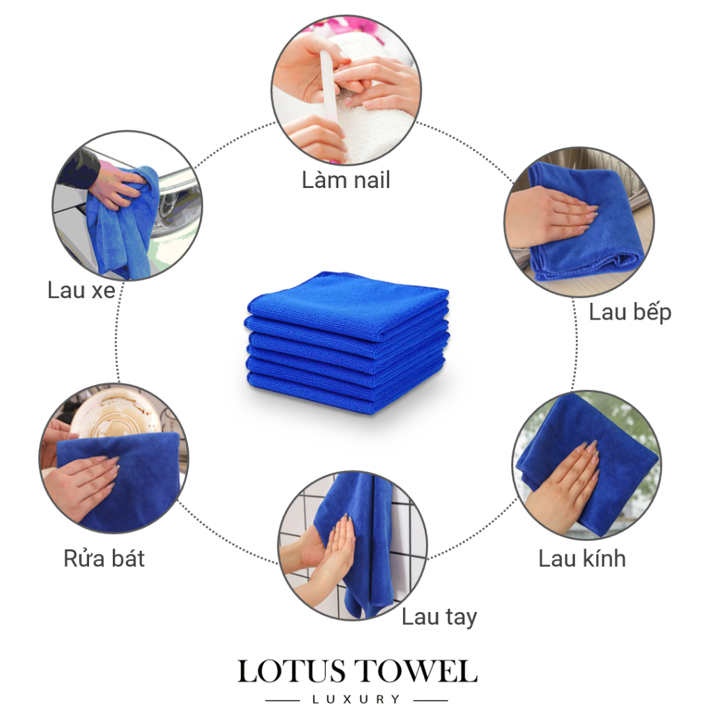 Khăn lau xe, Spa 30x30cm LOTUS 100% Microfiber Cao Cấp Mềm Mịn Thấm Hút Không Ra Màu | BigBuy360 - bigbuy360.vn