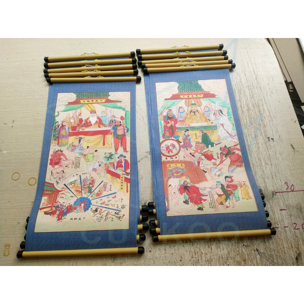( Thập ĐIện )40x80cm kẹp ống trúc nhựa Tranh Thập Điện Diêm Vương mẫu 2