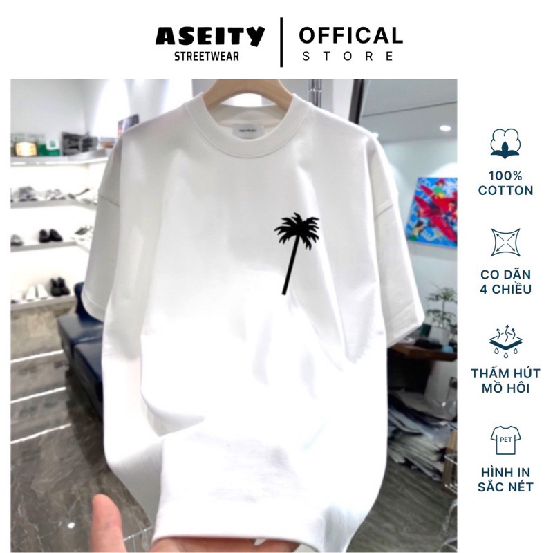 Áo thun cổ tròn unisex local brand aseity , cotton 100% , in hình sắc nét . cây dừa