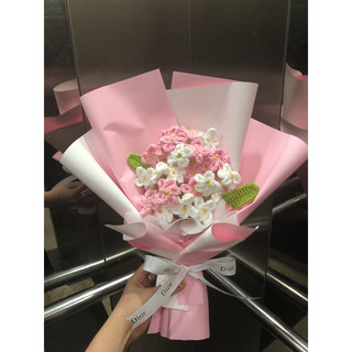  bó hoa lưu ly handmade móc bằng len ảnh thật, bó hoa mix màu, quà tặng người yêu, tốt nghiệp