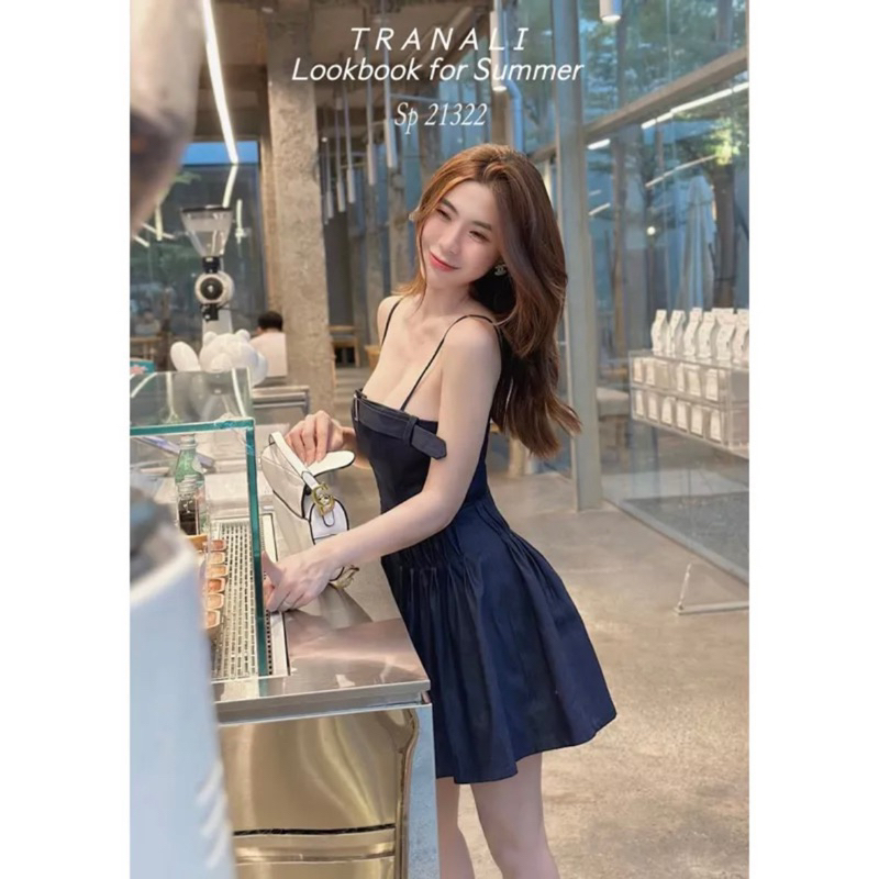 ĐẦM JEANS HAI DÂY KHUY NGỰC DÁNG NGẮN XOÈ XẾP LI