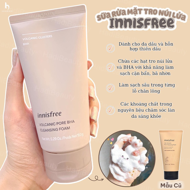 Sữa rửa mặt tro núi lửa INNISFREE SUPER VOLCANIC PORE MICELLAR CLEANSING FOARM 2X màu nhạt ( mẫu mới)