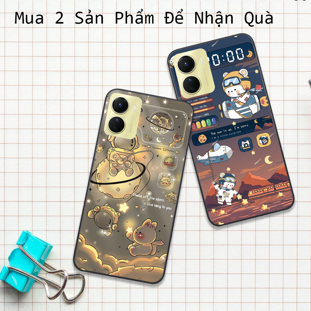 Ốp Vivo Y16 / Y01 / Y02 / Y02S in hình họa tiết phi hành gia chibi 3d đẹp hot trend