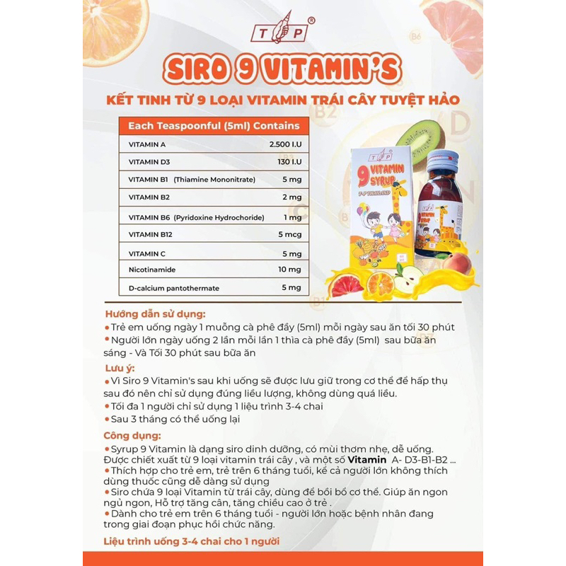 Siro 9 Vitamin tăng cân TP Thái Lan