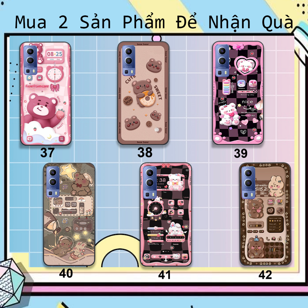 Ốp Vivo Y72 5G / Y51 2020 / Y53S in hình họa tiết gấu nâu , hồng đáng yêu cute đẹp hot trend