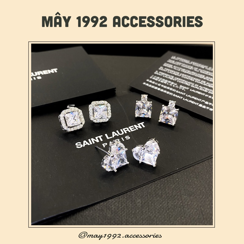BST bông tai, khuyên tai bạc 925 đính đá cỡ nhỏ vừa thích hợp đeo hằng ngày - may1992.accessories