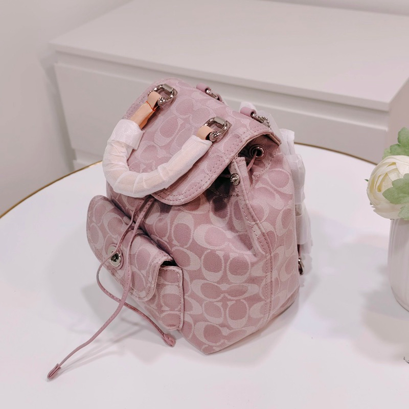 Balo nữ Coach Riya Backpack vải denim màu tím cực đẹp