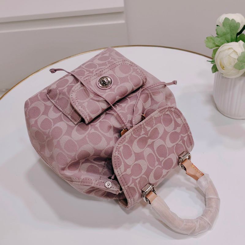 Balo nữ Coach Riya Backpack vải denim màu tím cực đẹp