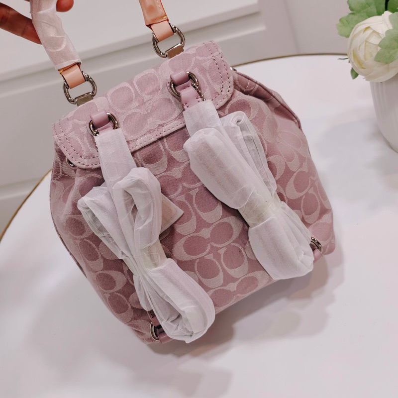 Balo nữ Coach Riya Backpack vải denim màu tím cực đẹp