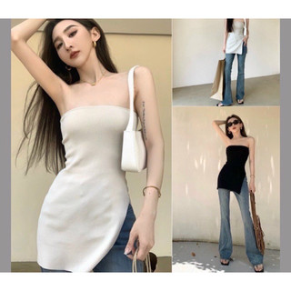 Áo quây gân xẻ tà (có mút ngực)