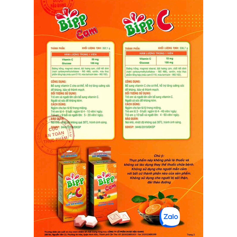 Viên Ngậm Tăng Đề Kháng Bipp C Vị Cam DHG Pharma Hộp 35 Gói