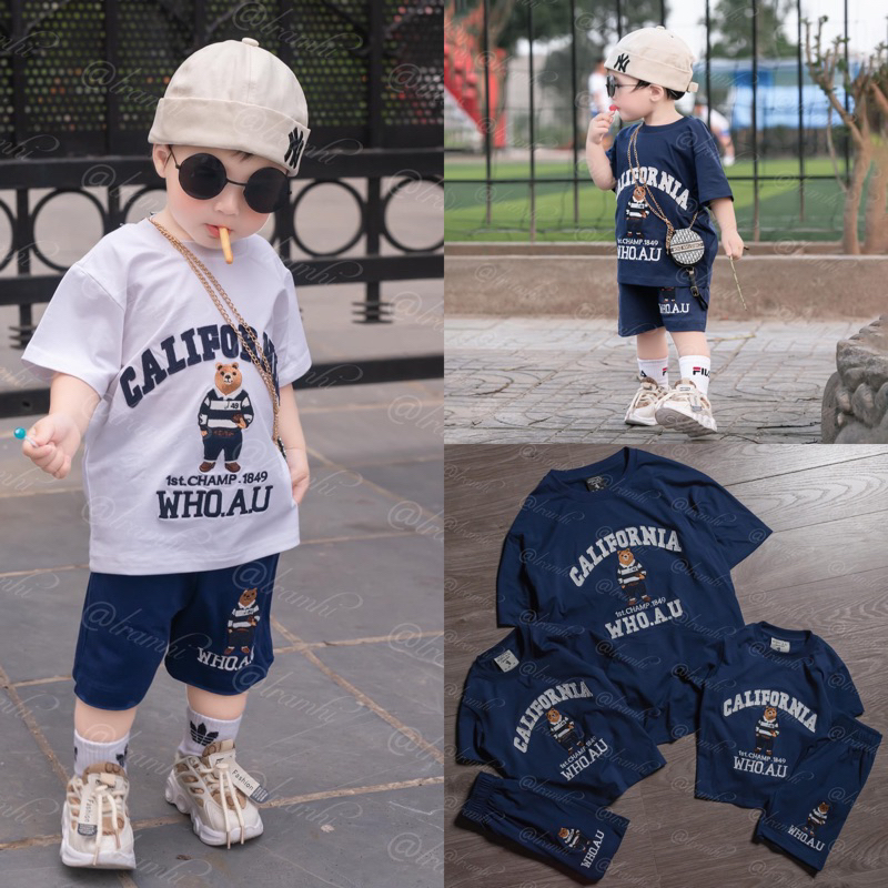 {Hàng xuất dư} Bộ quần áo WHO 2 màu Trắng- Xanh hot nhất hè 2023 cho bé trai và bé gái (10-43kg) SHOP YOIMEE KIDS