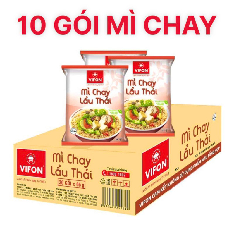 10 Gói Mì Chay Lẩu Thái Vifon (65g/ Gói)