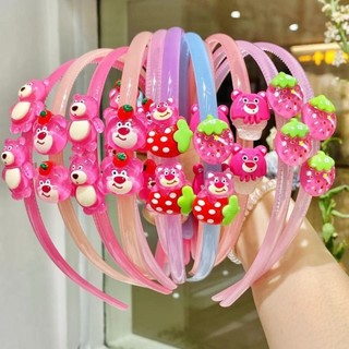Xược tóc gấu dâu hồng losto , bờm cài tóc gấu dâu losto hồng cho cho bé