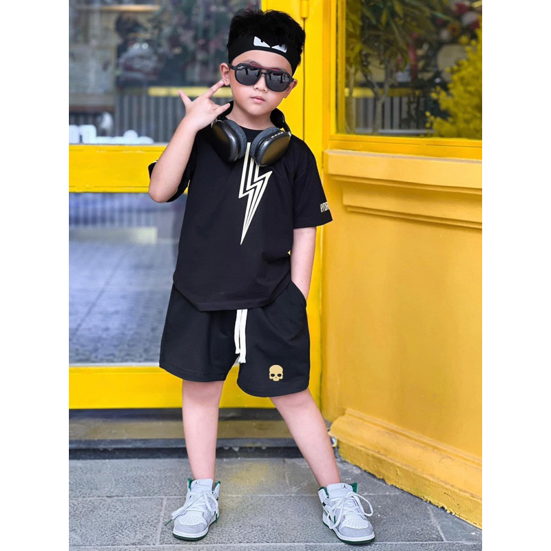 Bộ Hydrogen đen phối trắng chất thun cotton 100% cực chất hot nhất hè 2023 cho bé trai  SHOP BÔM BÔM KIDS