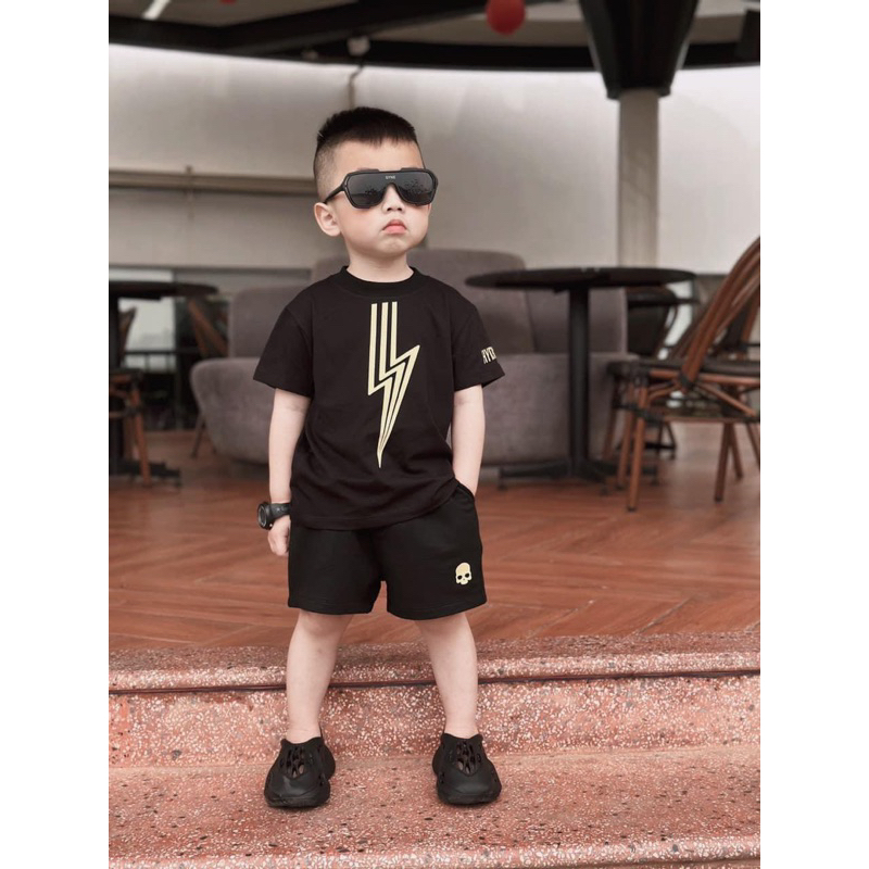 Bộ Hydrogen đen phối trắng chất thun cotton 100% cực chất hot nhất hè 2023 cho bé trai  SHOP BÔM BÔM KIDS