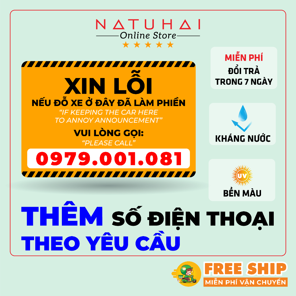 Hình dán để lại số điện thoại khi đỗ xe ô tô THÊM SĐT theo yêu cầu kháng nước, bền màu, đổi trả miễn phí trong 7 ngày