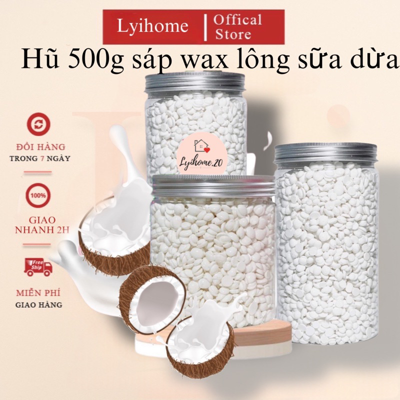 [CHE TÊN] 500g Sáp wax tẩy lông sữa dừa cao cấp thơm siêu bám lông, wax siêu sạch dùng được cho da nhạy cảm Lyihome