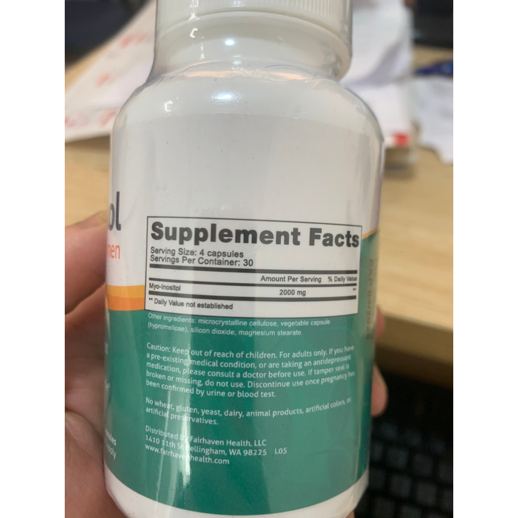 Viên uống Myo Inositol for women and men chai 120 viên từ Mỹ