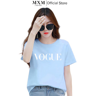 Áo thun nữ cổ tròn form rộng MXM phong cách Hàn Quốc in chữ mã ANU018