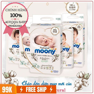 Tã/bỉm moony dán/quần blue/natural m58/m64/l54/l44/xl38/s84/newborn 90/xxl26